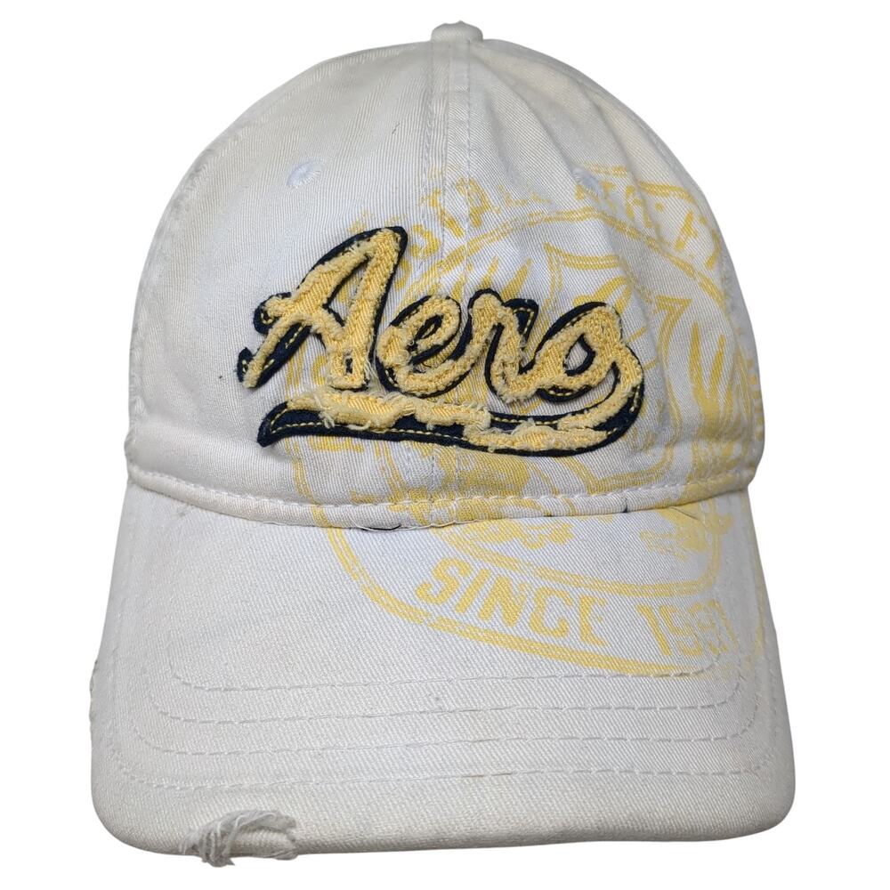 Aeropostale Fitted Baseball Hat White Medium Embroidered Vent Holes